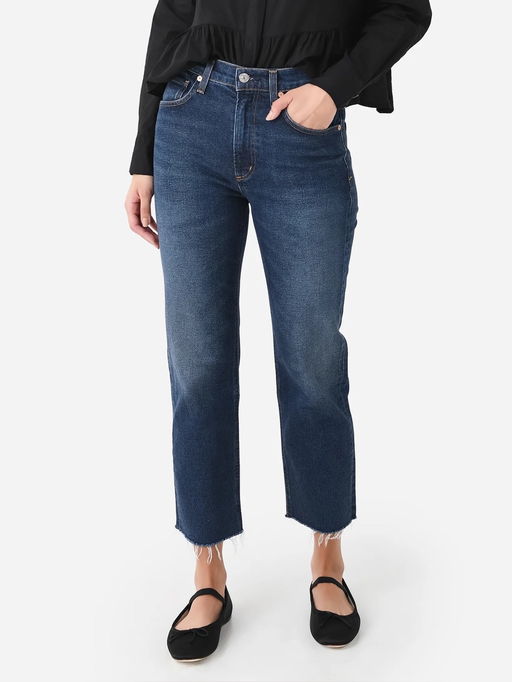 Citizens of humanity Daphne crop Stovepipe raw hem high rise jeans